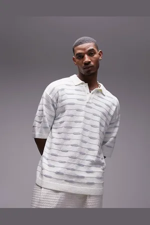 Topman Towelling revere geo polo in ecru
