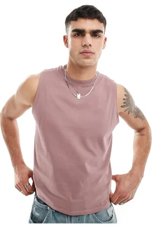 ASOS Relaxed fit cropped vest with crew neck in dusty
