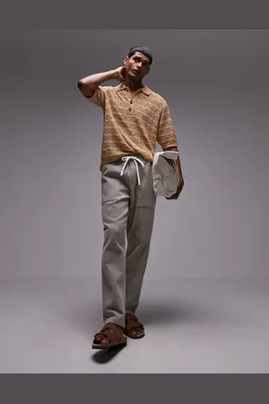 Topman Knitted textured wavy stripe in camel