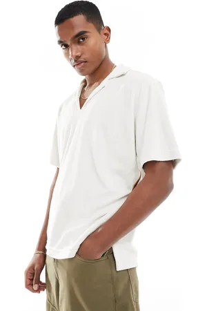 Paul Smith Paul Smith towelling revere collar polo shirt in cream