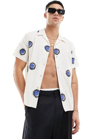 Paul Smith Paul Smith revere collar shirt in cream with all over print