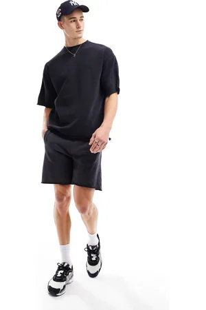 Pull&Bear Distressed hem co-ord short in washed black