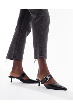 Stradivarius Kitten heel mule with buckle detail in