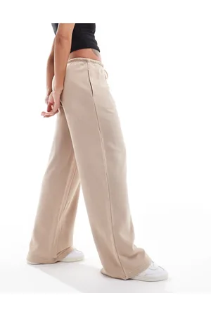 Pull&Bear Wide leg jogger in acid wash tan