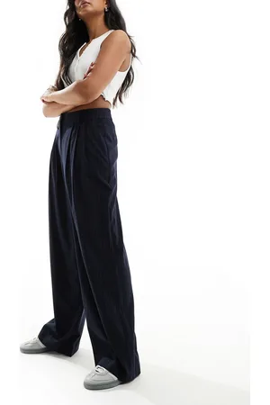River Island Pinstripe wide leg trouser in