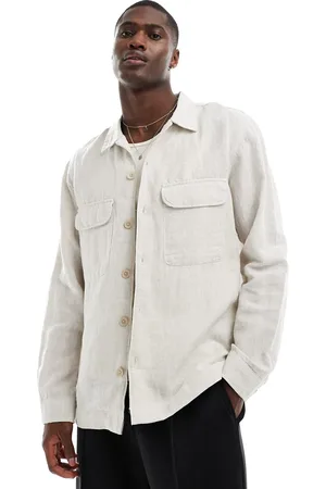 SELECTED Linen mix overshirt in beige