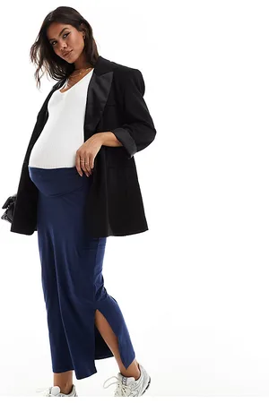 Mama;licious Mamalicious Maternity jersey over the bump maxi skirt in navy