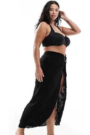South Beach Southbeach curve textured midi beach sarong with gold hardwear detail
