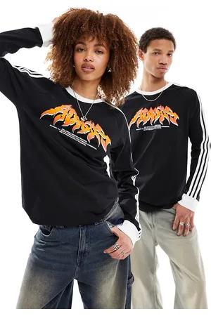 adidas Unisex flame graphic long sleeve top in
