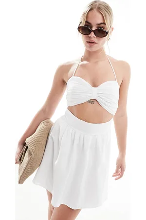 SNDYS Halterneck cotton cut out mini dress in