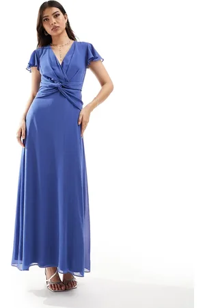 TFNC Bridesmaid wrap front maxi dress in aster