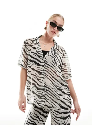 SNDYS Sheer short sleeve shirt in zebra