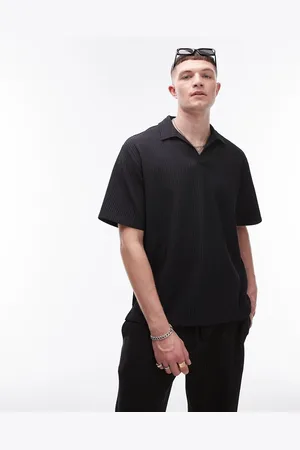 Topman Short sleeve plisse polo shirt in