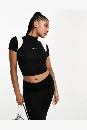 Ellesse Mart cropped high neck t-shirt in