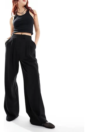 Stradivarius Tailored pleat front trousers in black