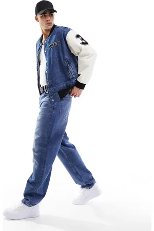 Hugo Blue Varsity bomber jacket in denim