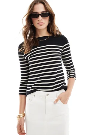 MANGO Long sleeve striped top in