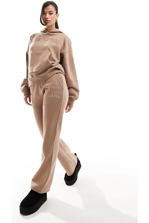 Kaiia Logo wide leg joggers co-ord in caramel