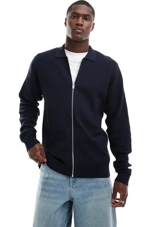 JACK & JONES Premium ribbed zip through cardigan