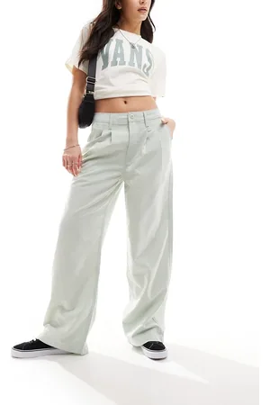 Vans Alder pleated wide leg trousers in pale