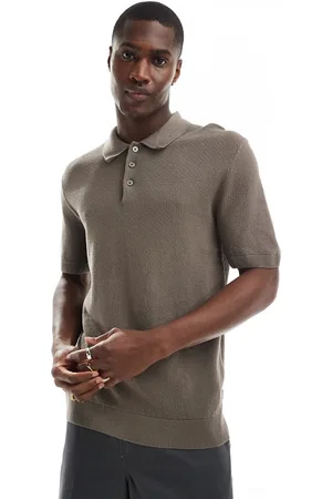 JACK & JONES Knitted polo in mocha