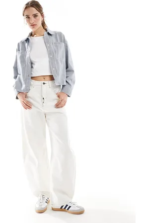 New Look Cotton shacket in blue and stripe