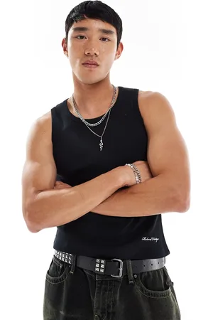 Reclaimed Tank vest with logo embroidery in