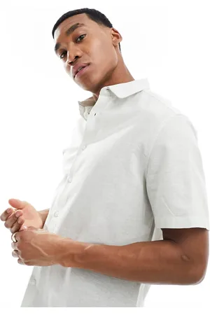 ASOS Regular smart linen shirt with penny collar in mint