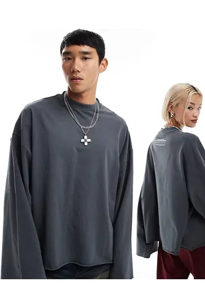 COLLUSION STUDIOS Unisex oversized long sleeve t-shirt in charcoal