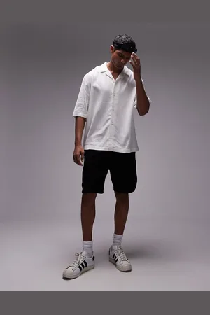 Topman Short sleeve boxy linen mix shirt in ecru