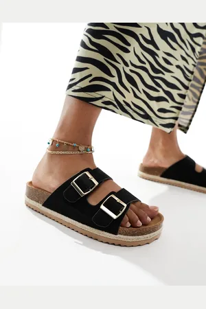 South Beach Double buckle espadrille sandals in textile