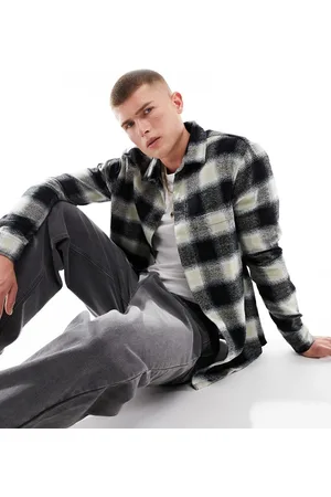 River Island Long sleeve buffalo fade shirt in