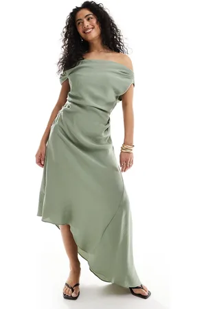 MANGO Modal bardot midi dress in light