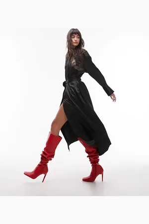 Topshop Oversized midi lace shirt dress in