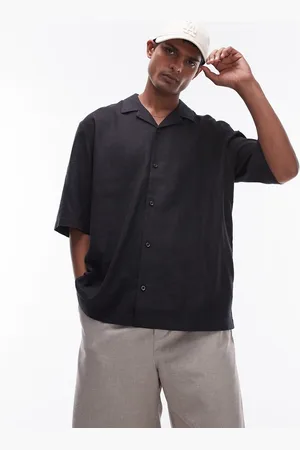 Topman Short sleeve boxy linen mix shirt in