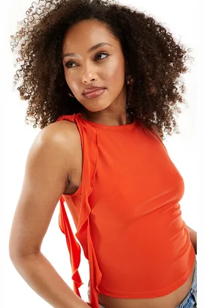 New Look Drape ruffle vest top in