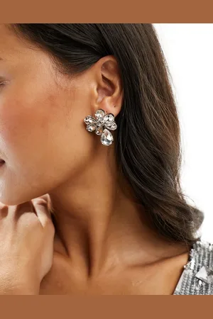True Decadence Crystal flower statement stud earrings in