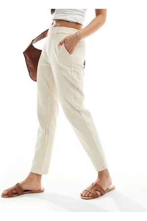 Object Cropped tailored slim trousers in cream