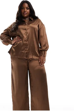 In The Style Satin trouser co-ord in mocha