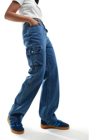 In The Style Denim cargo pocket belt detail jeans in