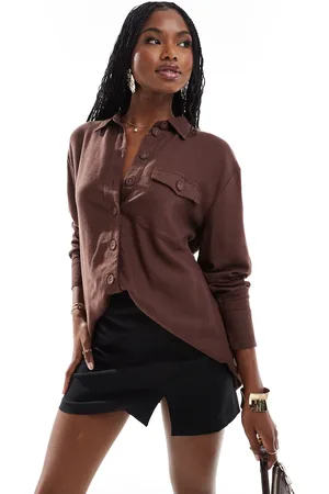 River Island Linen pocket shirt in