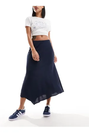 Weekday Marita asymmetric satin midi skirt in