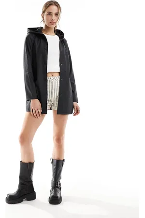 JDY Belted raincoat with hood in