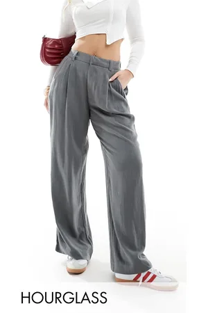 ASOS Hourglass wide leg dad trouser with linen in