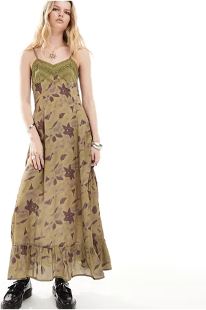 Reclaimed Maxi printed slip dress in satin