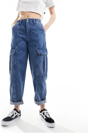 Vans Sidewalk denim cargo trousers in mid wash