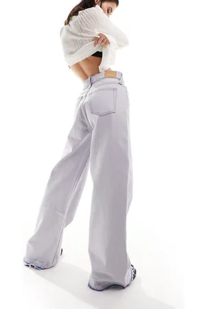 Weekday Duchess low waist loose fit baggy jeans in light lavender wash