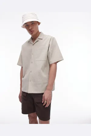 Topman Short sleeve relaxed seersucker shirt in light