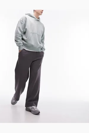 Topman Drape wide leg jogger in charcoal