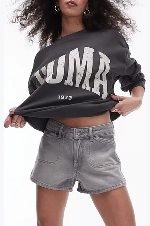 Topshop Denim knicker short in wash